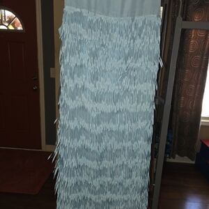 Patrizia Pepe Light Blue Fringe Maxi Skirt